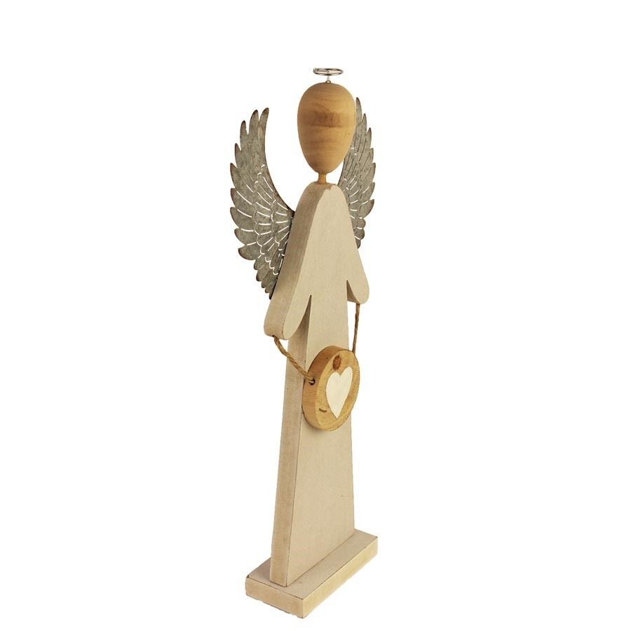 Dekorační anděl dřevěný menší 26 cm