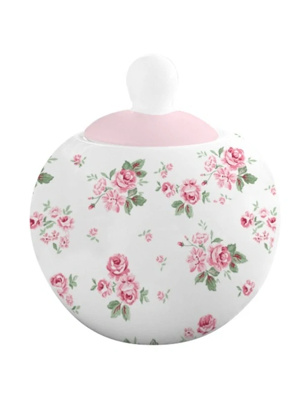 Porcelánová cukřenka s designem Lucy – růžová květový motiv 9 cm