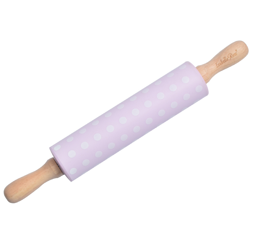 Silikonový váleček světle růžový s puntíky 38 cm
