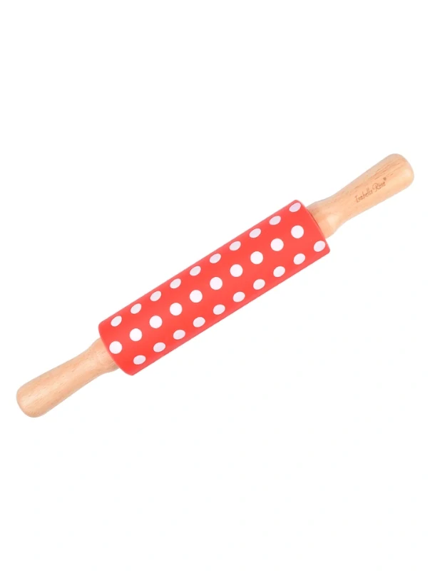Silikonový váleček červený s bílými puntíky 30 cm