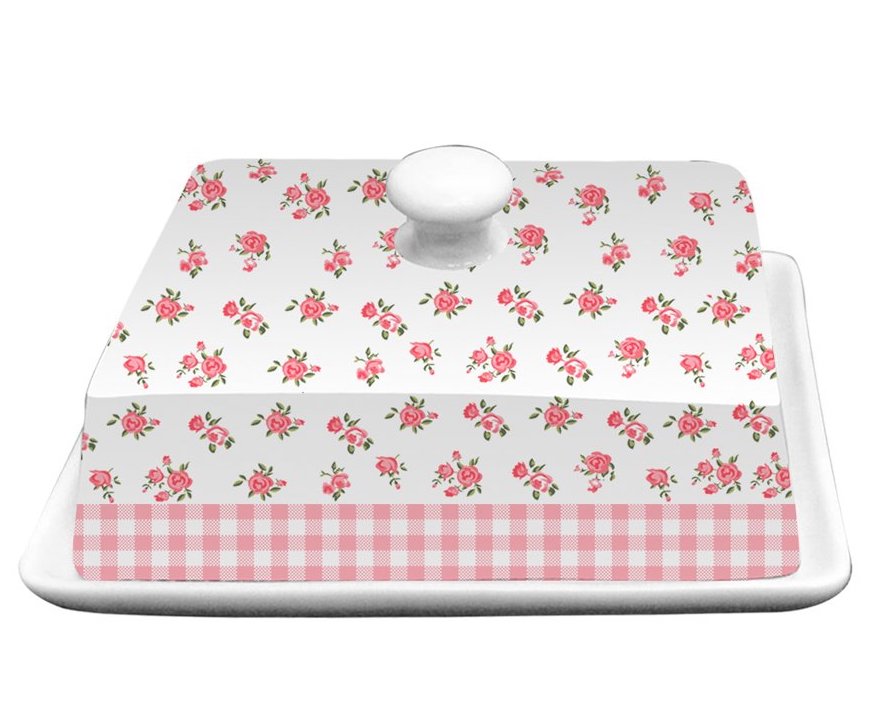 Porcelánová máslenka bílá s květy Holly