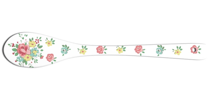 Porcelánová lžička bílá s květy růží Abby 13,5 cm