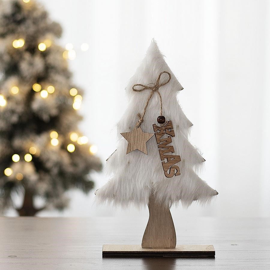 Dekorační strom Xmas dřevěný bílý 25 cm