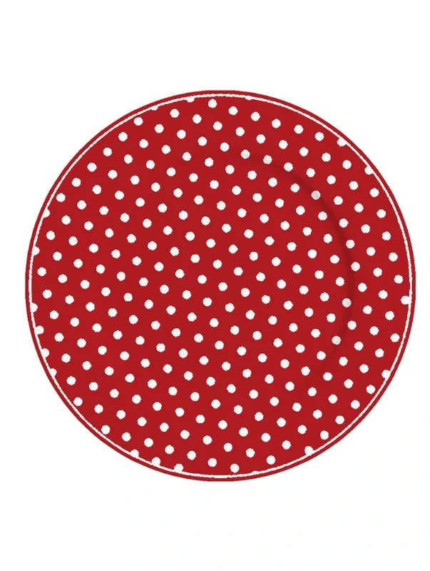Porcelánový talíř velký s puntíky červený 23 cm