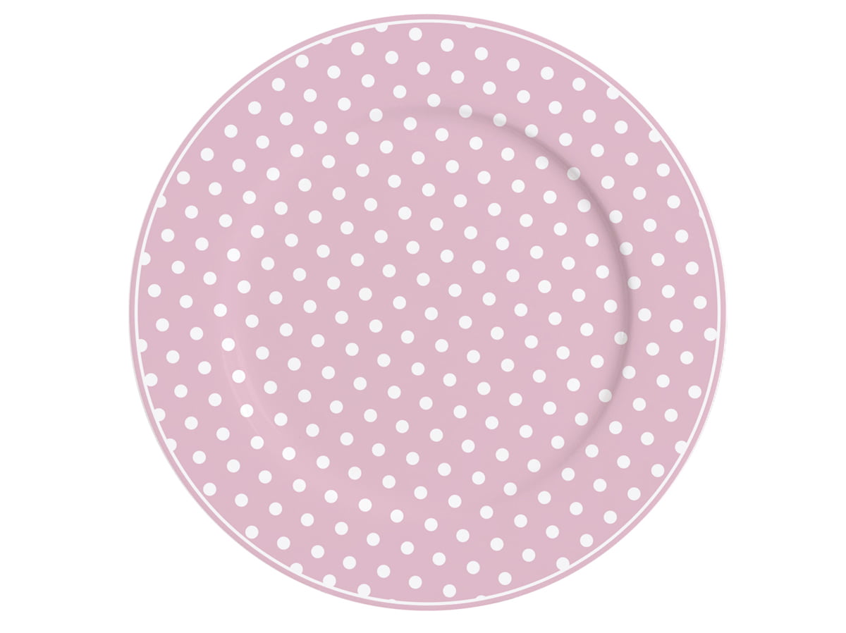Porcelánový talíř velký s puntíky růžový 23 cm