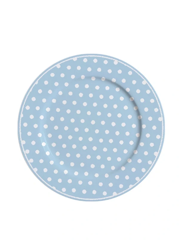 Porcelánový dezertní talíř s bílými puntíky modrý 19 cm