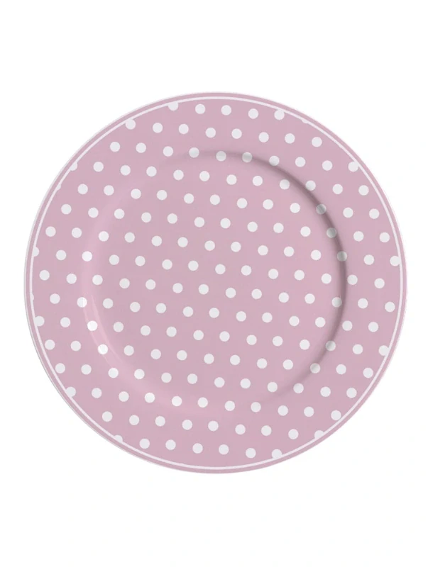 Porcelánový dezertní talíř růžový s bílými puntíky 19 cm