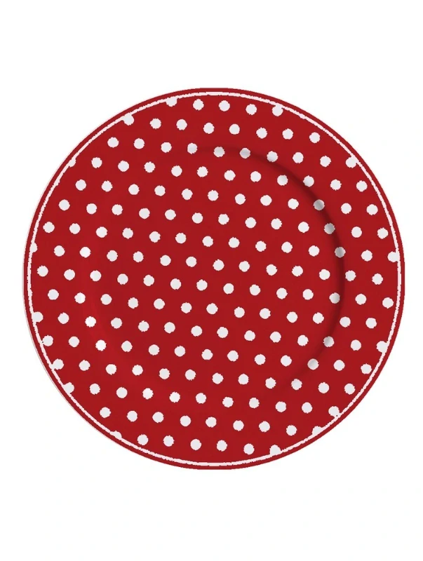 Porcelánový dezertní talíř červený s bílými puntíky 19 cm