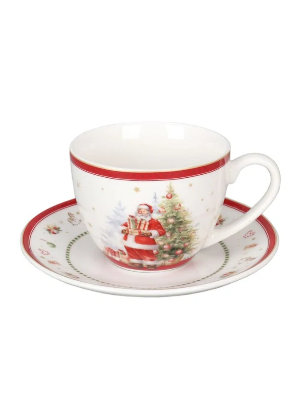 Vánoční porcelánový šálek s podšálkem Happy Santa 250 ml