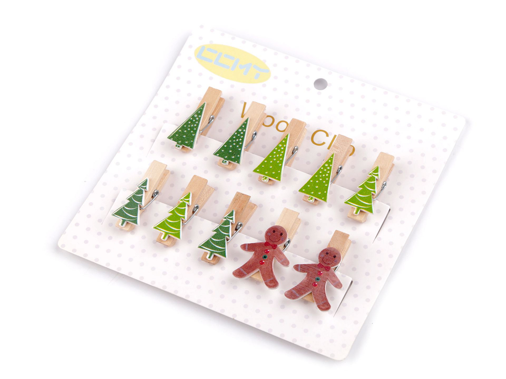 Vánoční dřevěný kolíček stromeček perníček mix