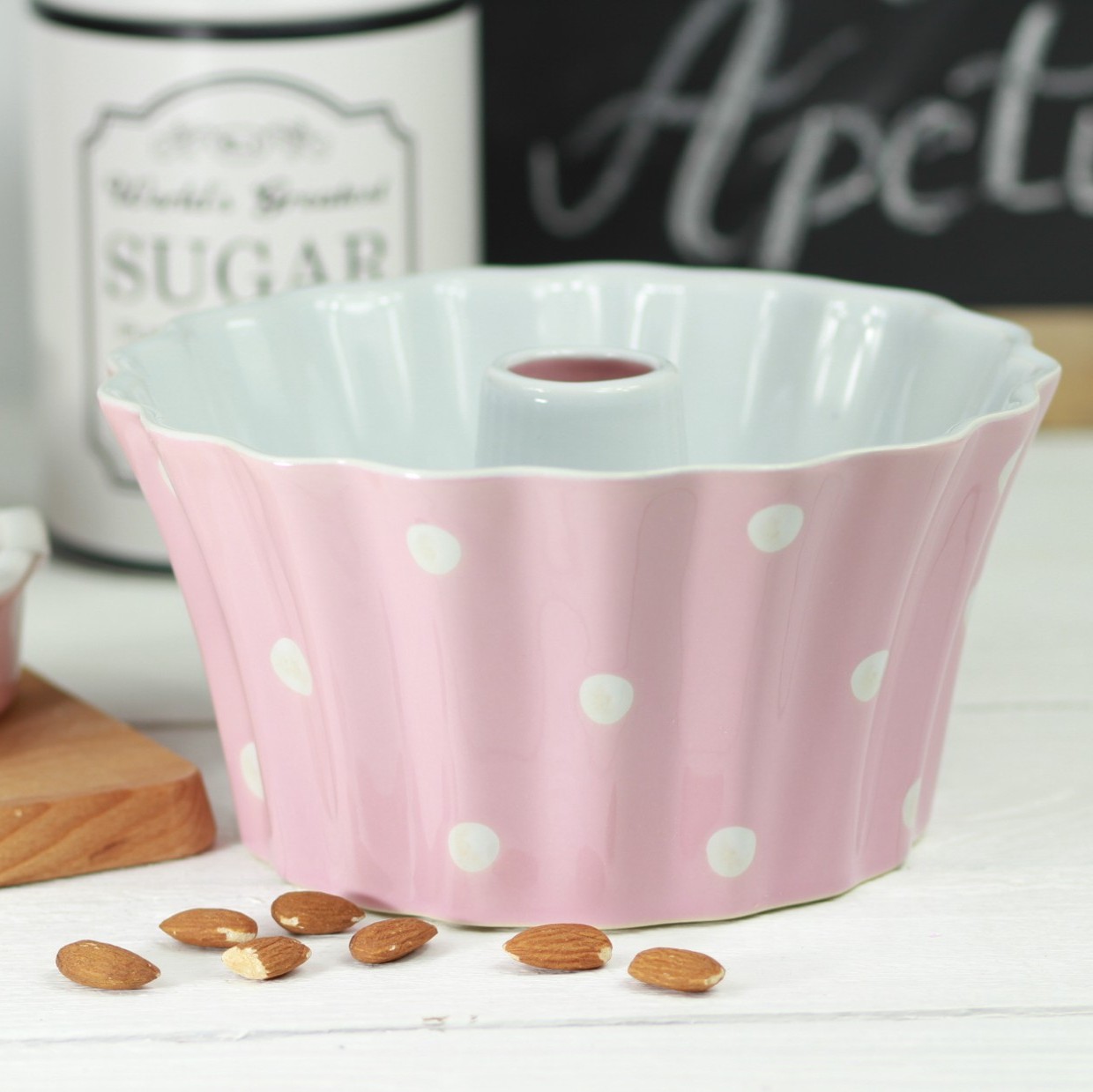 Keramická forma na bábovku – růžová s puntíky 20 cm