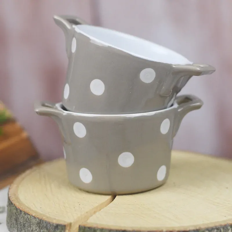 Keramická zapékací miska s uchy šedá 250 ml