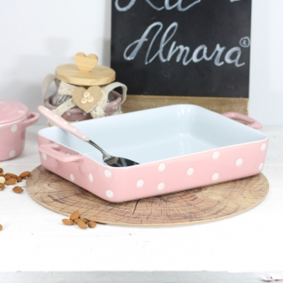 Zapékací mísa velká růžová s puntíky 38 cm