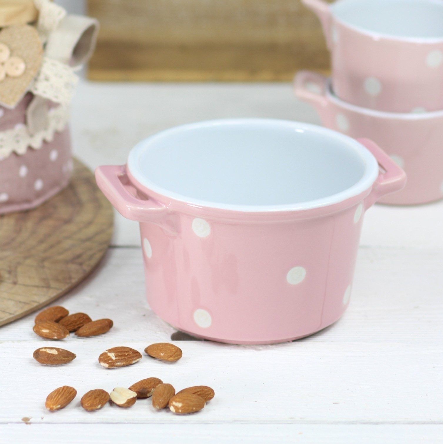 Keramická zapékací miska s uchy – růžová 550 ml 