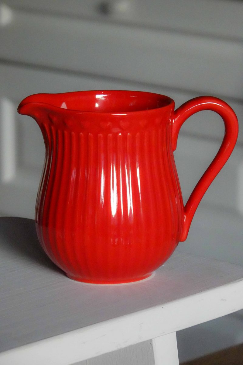 Porcelánový džbánek na mléko pastelově červený 