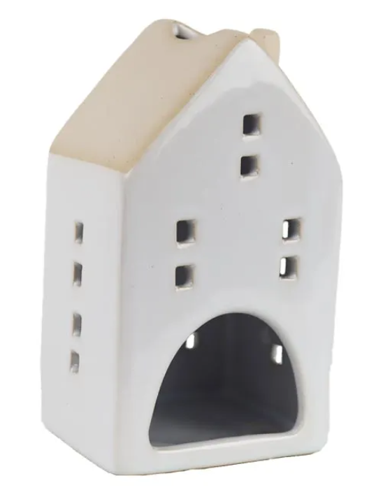  Domek na svíčku dekorační keramický bílý