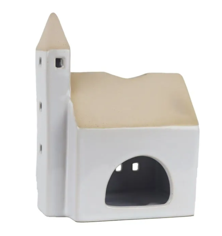 Kostelík na svíčku dekorační keramický bílý