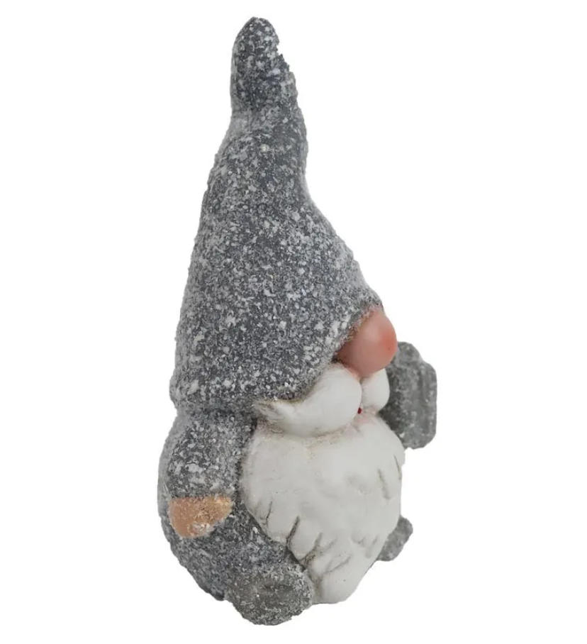 Dekorační skřítek z keramiky šedý 16 cm