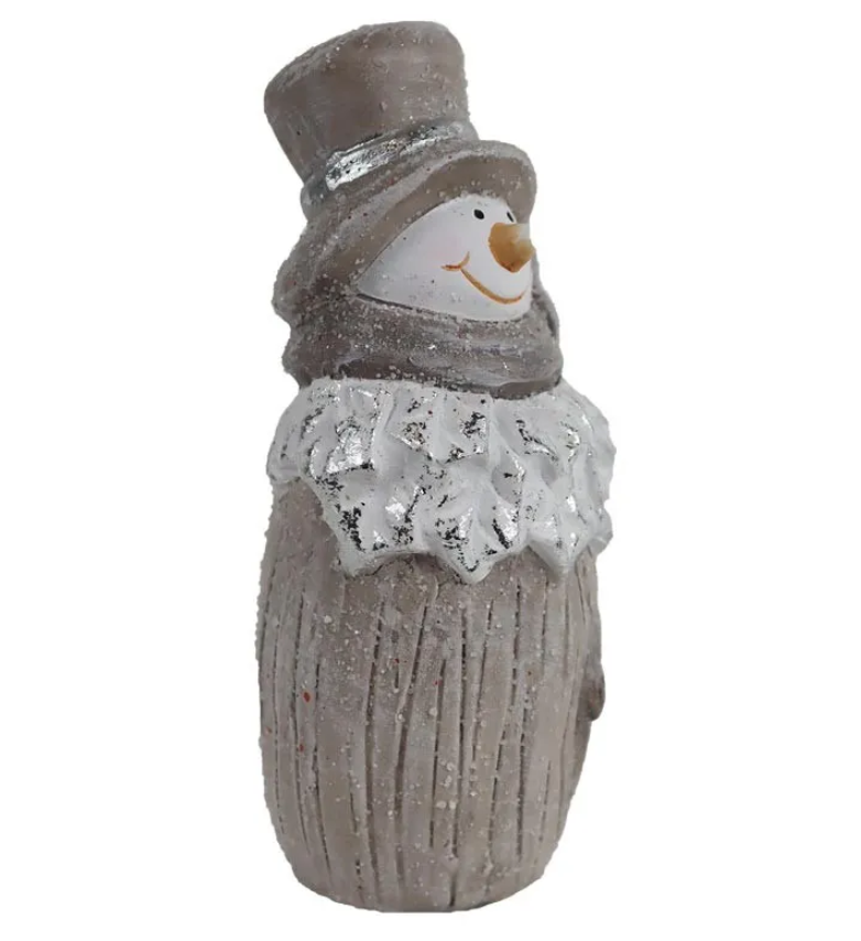Dekorace sněhulák z keramiky 11 cm