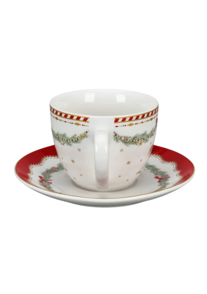 Vánoční porcelánový šálek s podšálkem Happy Holidays 250 ml