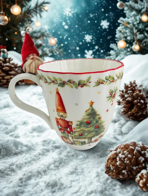 Porcelánový vánoční hrnek Vintage 350 ml