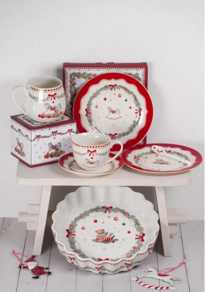 Porcelánový dezertní talíř s medvídkem Happy Holidays 19,5 cm