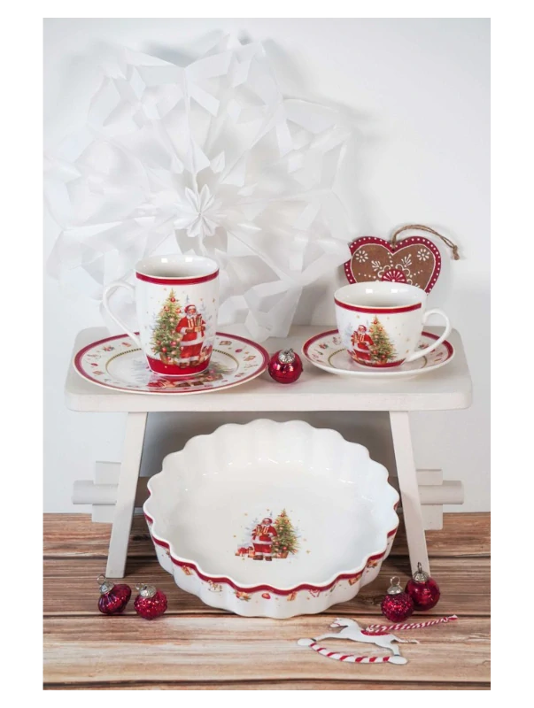Vánoční porcelánový šálek s podšálkem Happy Santa 250 ml