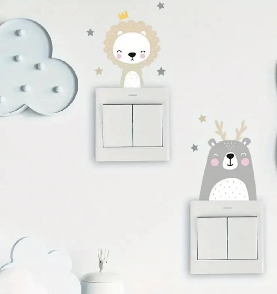Samolepka na vypínač na zeď zvířátka 6 ks