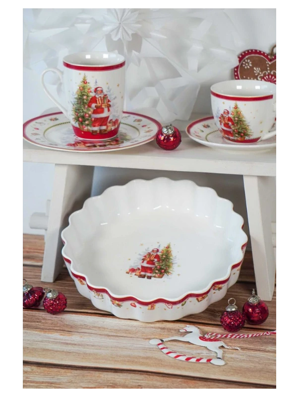 Porcelánová zapékací mísa Happy Santa 24,5×5,5 cm