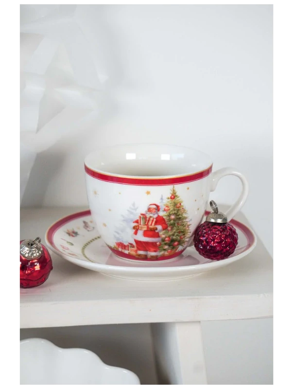Vánoční porcelánový šálek s podšálkem Happy Santa 250 ml