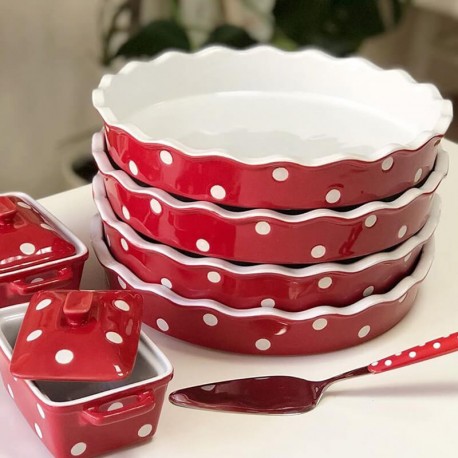 Keramická forma na koláč - červená 30 cm