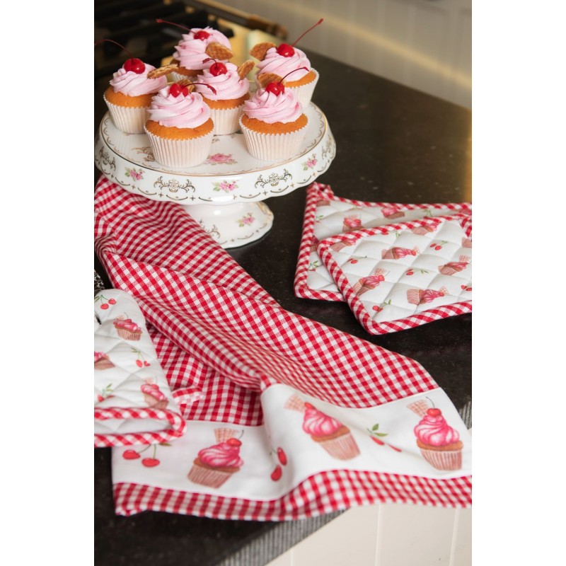 Podložka pod hrnec nebo chňapka Cherry Cupcakes 20 × 20 cm
