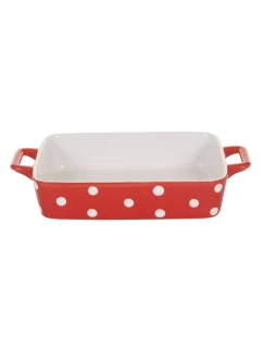 Keramická zapékací mísa červená s puntíky 29 cm 