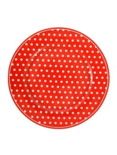 Dezertní talíř – červený s puntíky 20 cm 