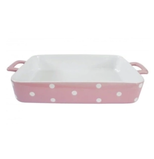Zapékací mísa velká růžová s puntíky 38 cm