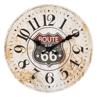 Nástěnné dřevěné hodiny Route 66 - 30 cm