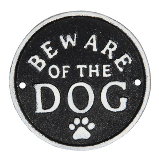 Kovová cedulka BEWARE OF THE DOG 12 cm
