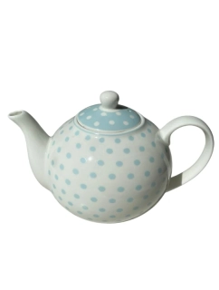 Porcelánová čajová konvice bílá s modrými puntíky 1000 ml 