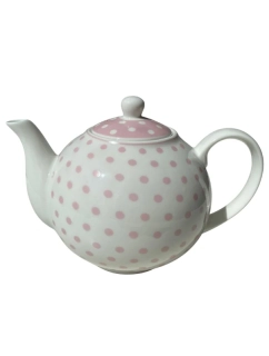 Porcelánová čajová konvice bílá s růžovými puntíky 1000 ml