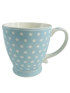 Porcelánový hrnek s bílými puntíky modrý 430 ml 