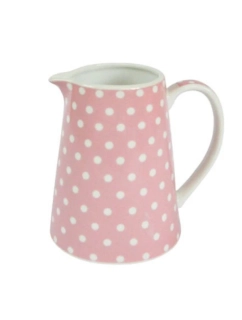 Porcelánový džbánek na mléko – růžový s puntíky 170 ml 