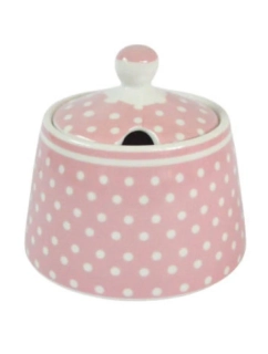 Porcelánová cukřenka s puntíky – růžová 9 cm 