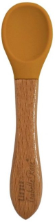 Silikonová lžička žlutá s bambusovou rukojetí 14 cm 