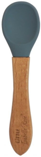 Silikonová lžička pastelově modrá s bambusovou rukojetí 14 cm 