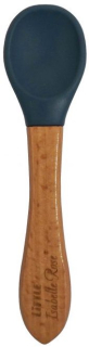 Silikonová lžička tmavě modrá s bambusovou rukojetí 14 cm 