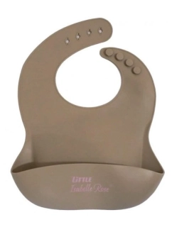 Dětský silikonový bryndák s kapsou šedý 