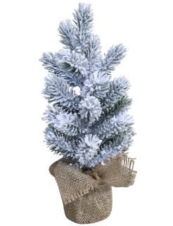 Vánoční stromek zasněžený umělý zelený v jutě 30 cm
