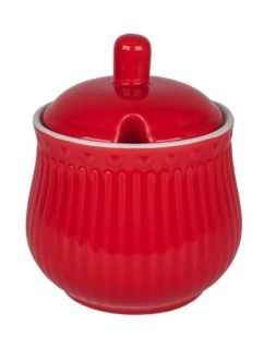 Porcelánová cukřenka pastelově červená