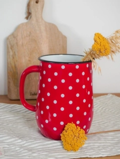 Smaltovaný džbán červený s bílými puntíky 2 500 ml