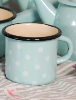 Smaltovaný hrnek s puntíky modrý 400 ml 